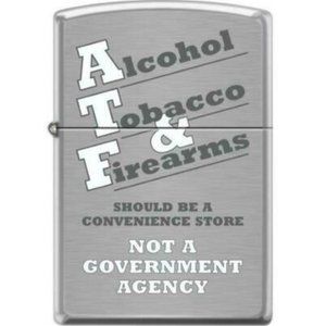 Alcohol, Cigs & Firearms" Brushed Chrome Finish Zippo Lighter